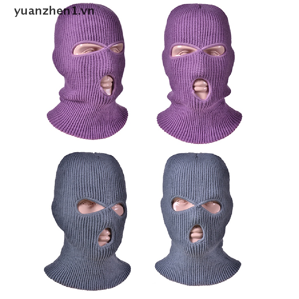 Mũ beanie trùm đầu che phủ mặt thiết kế khoét 3 lỗ giữ ấm mùa đông tùy chọn màu sắc