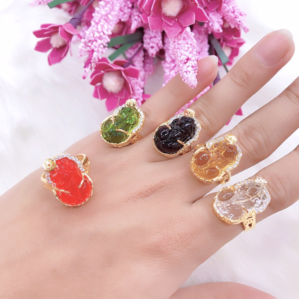 Nhẫn nữ tỳ hưu dát vàng 18k đá đủ màu EKP81D
