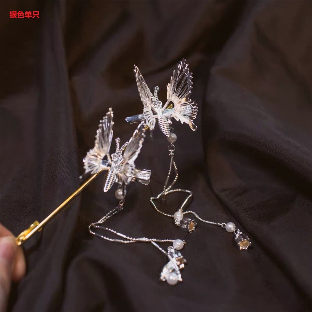 1 Kẹp Tóc Hình Chuồn Chuồn Đính Tua Rua Thời Trang