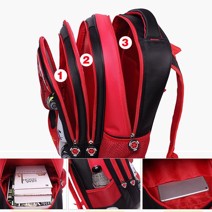 Balo chống gù lưng in hình oto 3D size 42cm  BALO-512