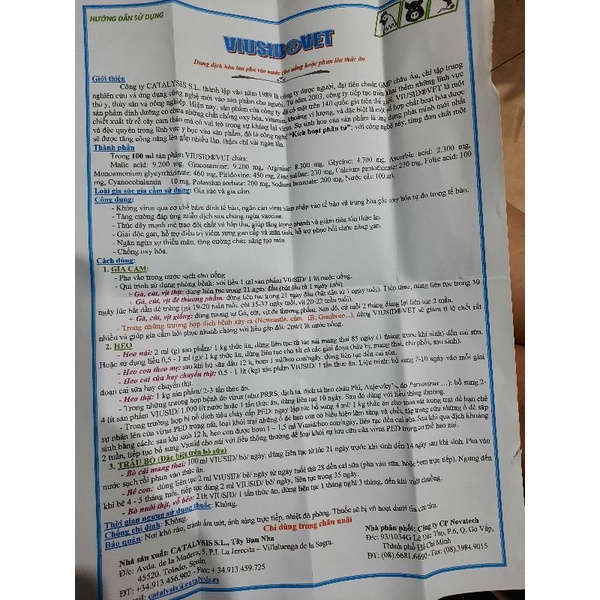 KHÁNG VIRUS  VIUSID cho gà đá CHAI 100ml