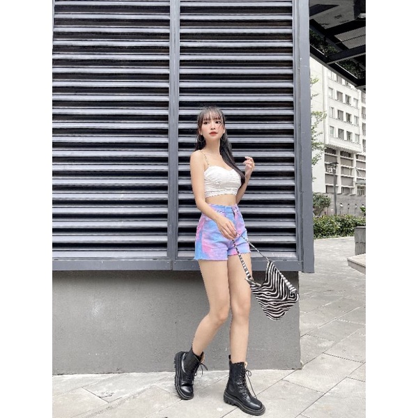 Quần short loang màu xanh hồng siêu hot