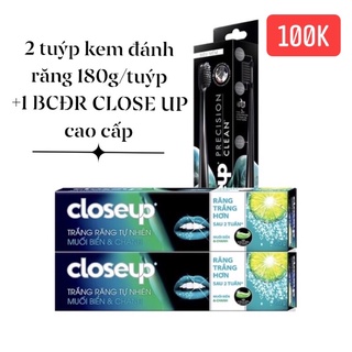 [CLOSEUP] Combo 2 KĐR Close up Trắng Răng Tự Nhiên Muối Biển & Chanh 180g +1 Bàn chải Closeup Precision (màu ngẫu nhiên)