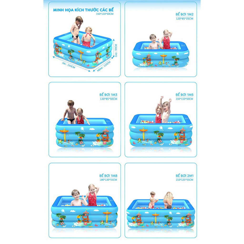 [xả kho] Bể Bơi Cho Bé, 1m5, hồ bơi cho bé Bơm Hơi Tại Nhà Chống Trượt An Toàn Cho Bé