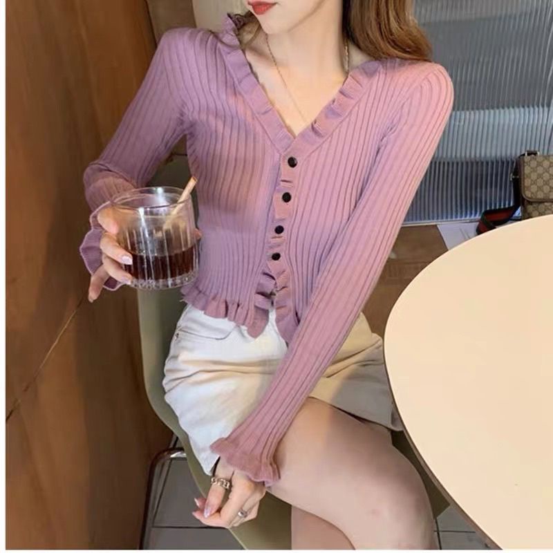 Áo len tay dài viền bèo 🌸