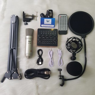 Combo micro isk at100 + sound card v10 – thu âm hát live stream, karaoke giá rẻ