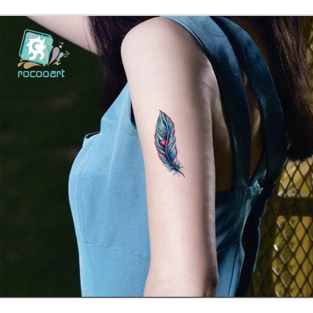 Hình xăm dán lông vũ siêu cute 10xx6cm