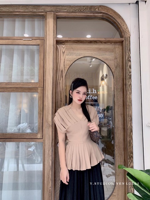 ÁO XẾP LY CỔ V HÀNG THIẾT KẾ