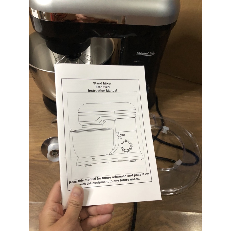 Máy nhào bột Elengant Life 4.5L 1000W - đánh trứng, trộn salad, trà bông, quết giò chả - 100% động cơ đồng