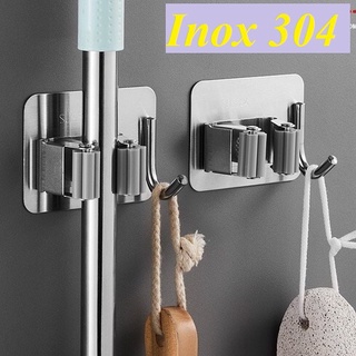 Móc treo chổi, cây lau nhà Inox - Móc treo vòi sen