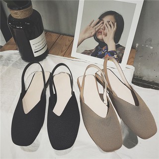 Giày búp bê hở gót đế bằng, mũi giày vuông T07151
