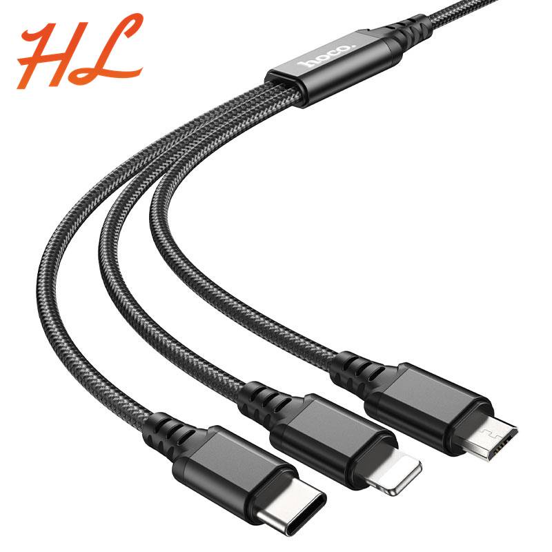 Cáp Sạc 3 Đầu Hoco X76 (Dây Dù, Dài 1M) - BH 6T - Hưng Long PC
