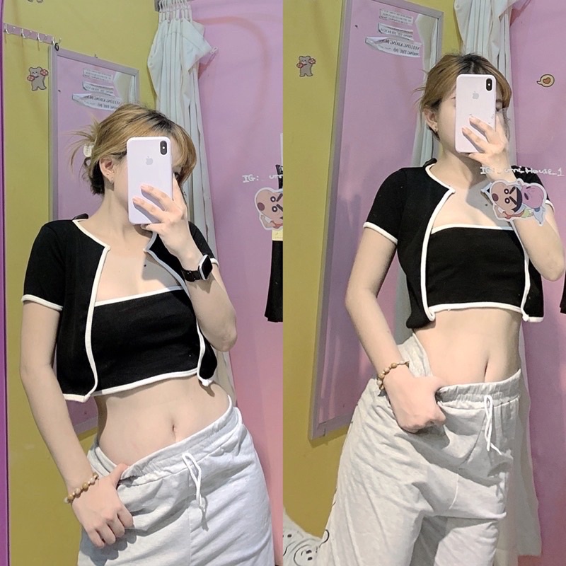[Mã 11FASHIONSALE1 giảm 10K đơn 50K] Set áo croptop kèm áo ống chất gân Dày Dặn [ẢNH THẬT] | BigBuy360 - bigbuy360.vn