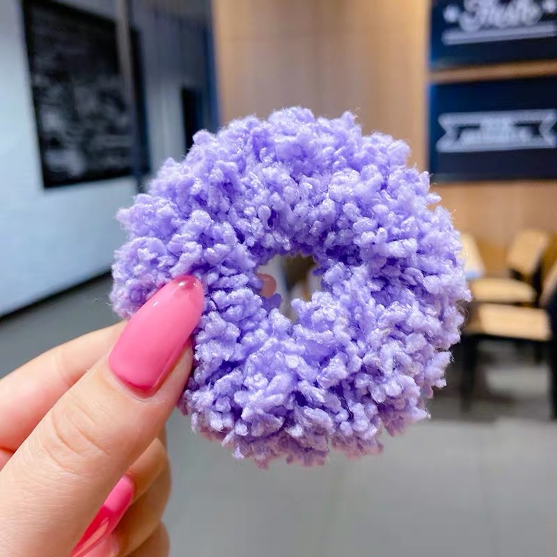 Băng Đô Vải Nhung Lông Dạ Quang, Cô Gái Đầy Màu Sắc Scrunchies, Dây Buộc Tóc Kẹp Tóc Đuôi Ngựa Phụ Kiện Buộc Tóc Cho Nữ