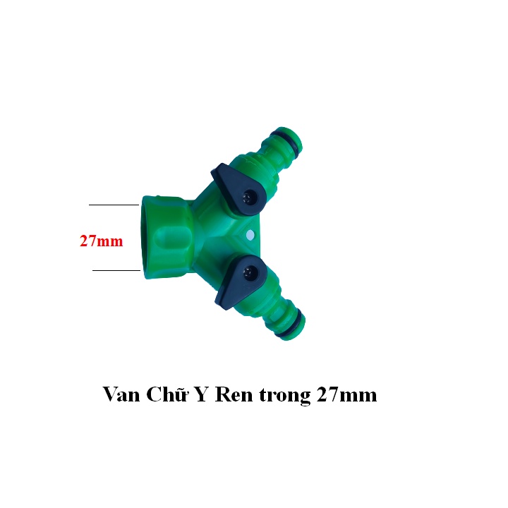 Đầu chia vòi nước, van chữ Y chia 2 đường nước có van khoá phi 27mm