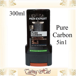 Sữa tắm gội rửa mặt L'oréal Men Expert Pure Carbon 5in1 - 300ml