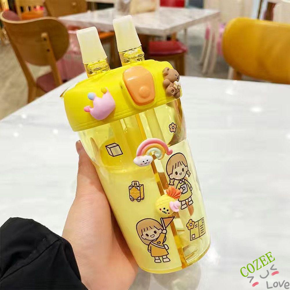 Bình Nước Hai Ống Hút Dung Tích 430ml Tiện Dụng Cho Cặp Đôi