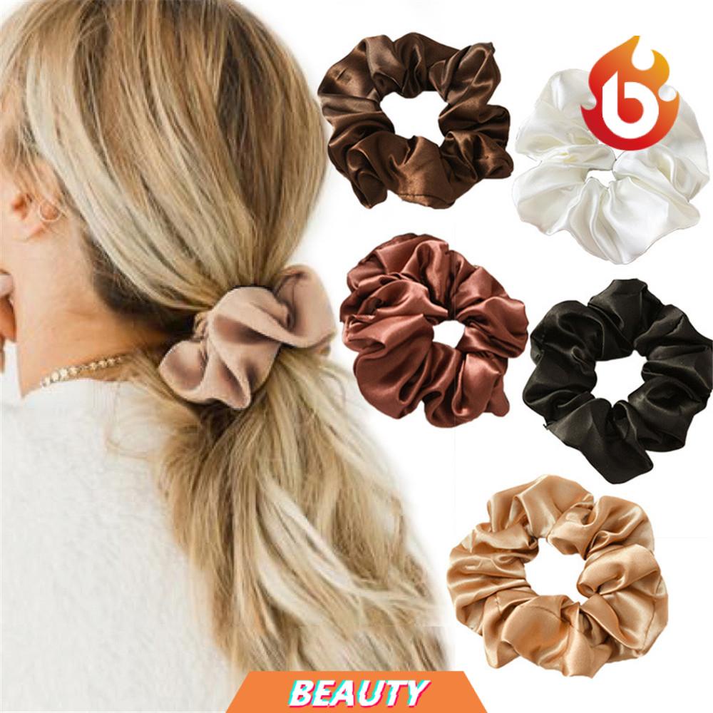 Dây Buộc Tóc Vải Lụa Satin Co Giãn Nhiều Màu Thời Trang Cho Nữ