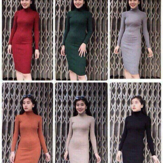 💐🎀🎀đầm boddy tay dài cổ lọ 🌺🌺
