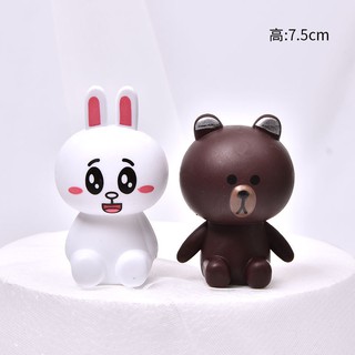 con vật trang trí bánh sinh nhật [FREESHIP💯] Gấu nâu và thỏ trắng 01 cặp