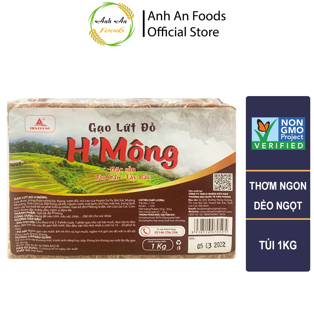 Gạo Lứt Đỏ H Mông túi 1Kg (huyết rồng) Đặc sản Lào Cai - Giá Sỉ, Date mới