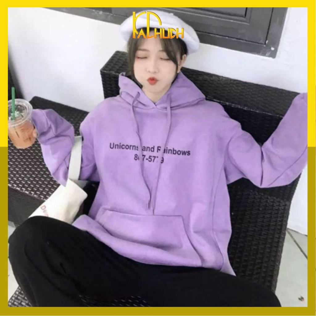 ÁO HOODIE NỮ IN UNICORNS, FORM 40-70KG VẢI NỈ BÔNG MỀM MỊN