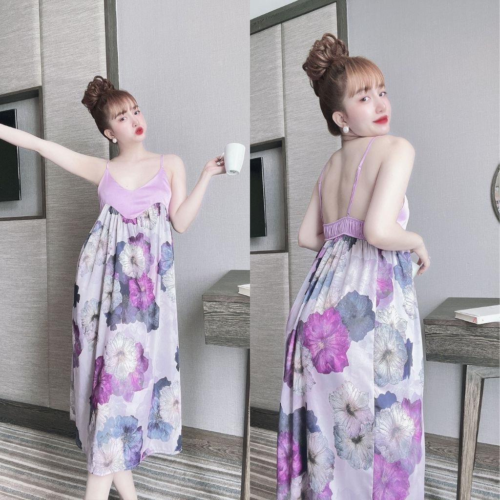 Váy ngủ sexy Bigsize❣️FREE SHIP❣️ Đầm ngủ sexy lụa Latin Chất Siêu Mát Dáng Siêu Xinh &lt; 70kg