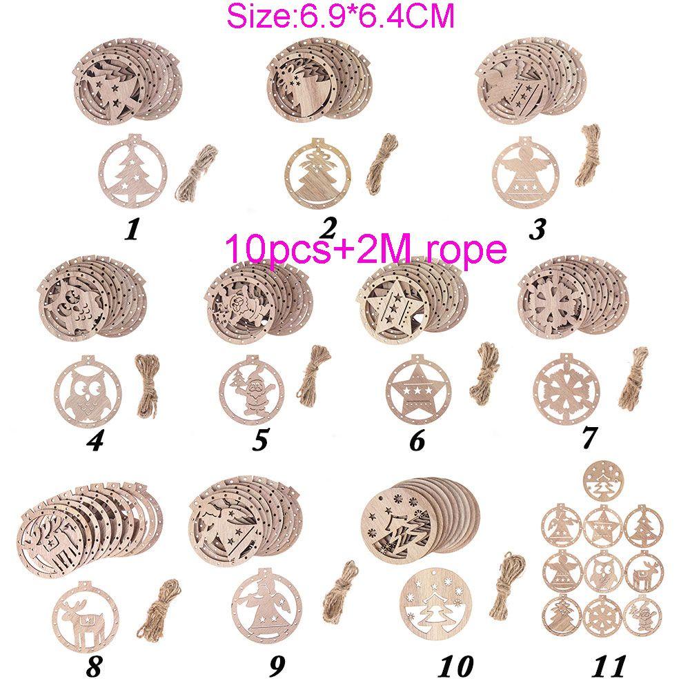 Set 10 Phụ Kiện Treo Trang Trí Giáng Sinh Bằng Gỗ Hình Người Tuyết