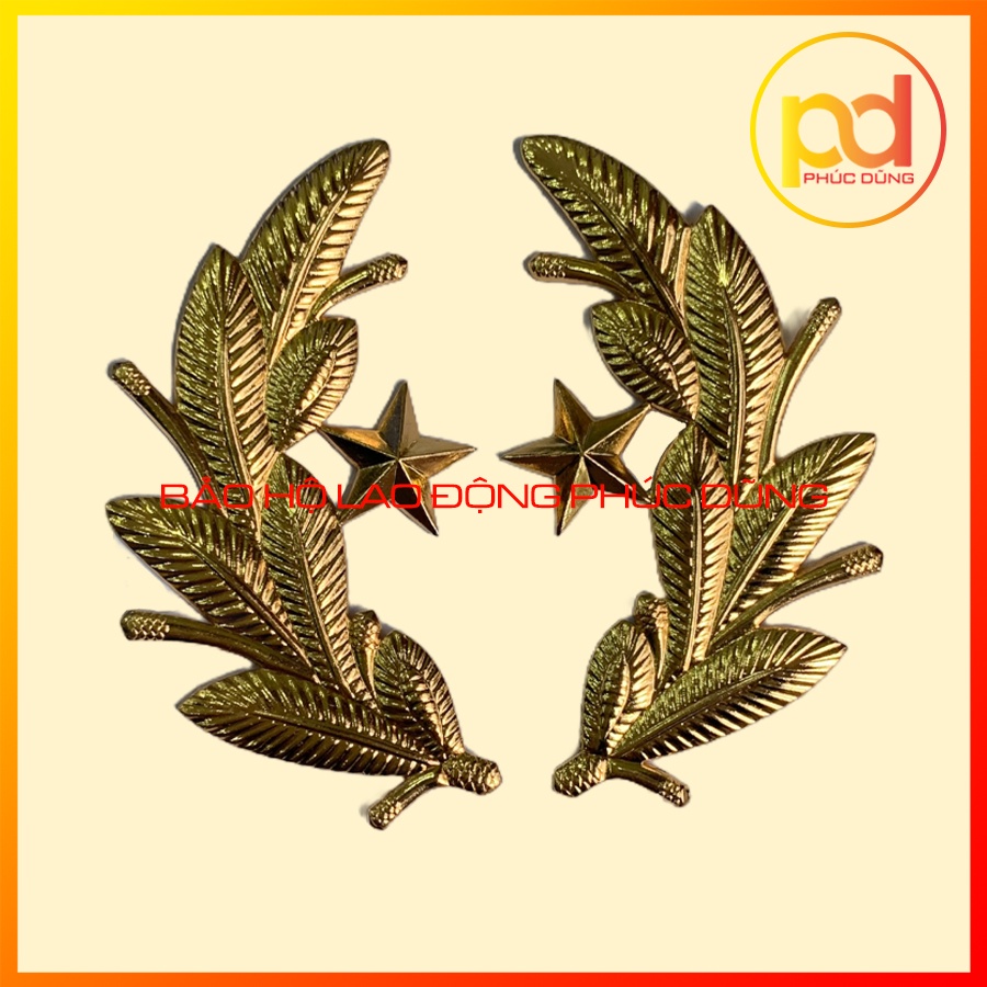 Cành tùng bông lúa đồng phục bảo vệ bằng đồng chuyên nghiệp sang trọn�g giá rẻ gắn cổ áo bảo vệ