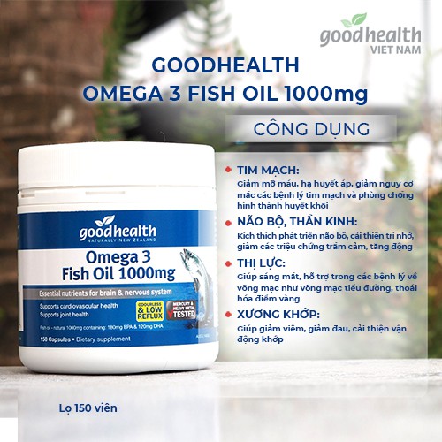 [Dầu cá - hộp 150 viên] Combo 2 lọ -  Goodhealth Omega 3 Fish Oil 1000mg