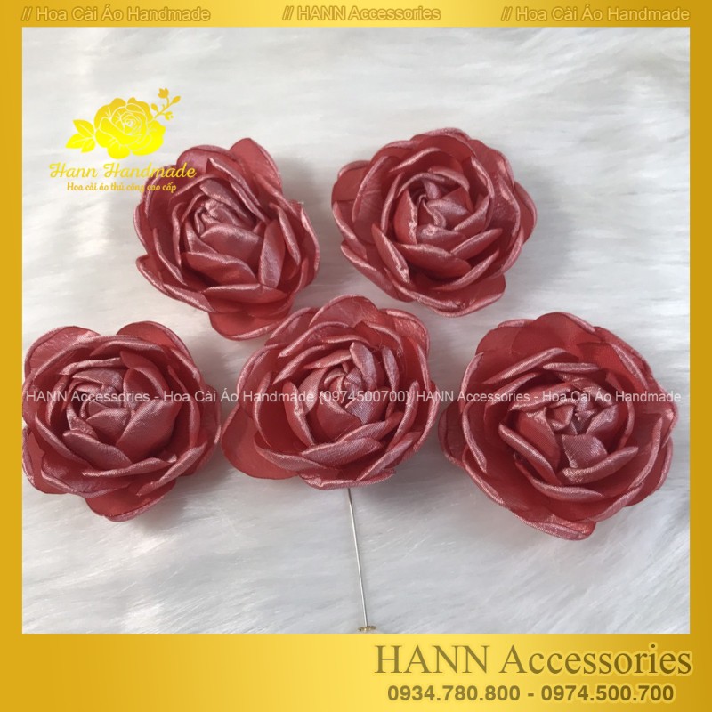 Hoa cài áo handmade thời trang cao cấp, Tang Hoa Hồng Cài Áo