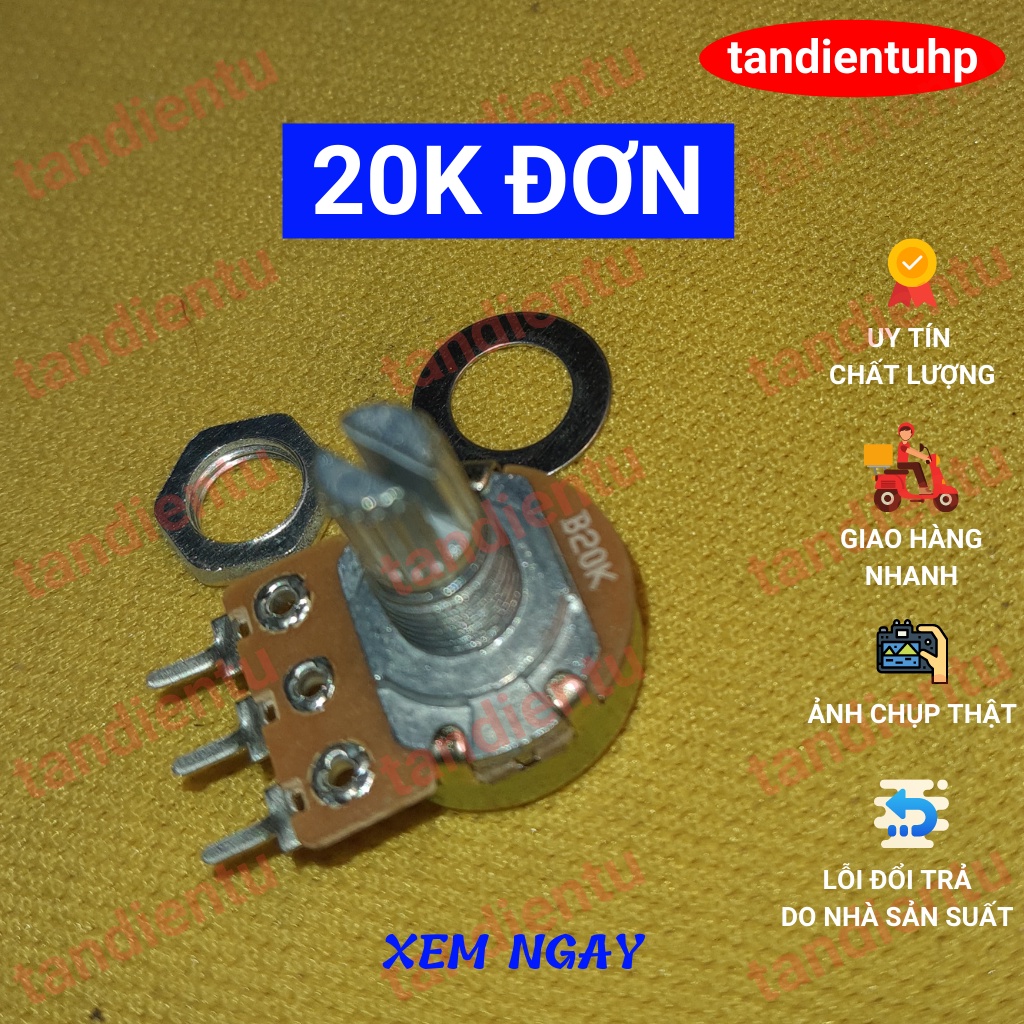 5 CHIẾC CHIẾT ÁP, BIẾN TRỞ  ĐƠN : 15MM KÈM ỐC VẶN VÀ LÓT 1K, 2K, 5K, 10K, 20K, 50K, 100K, 250K, 500K