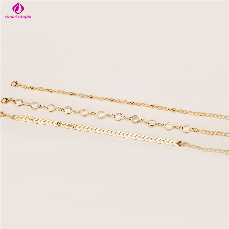 Bộ Gồm 3 Lắc Chân Đính Kim Sa Lấp Lánh Thời Trang Dành Cho Nữ | BigBuy360 - bigbuy360.vn