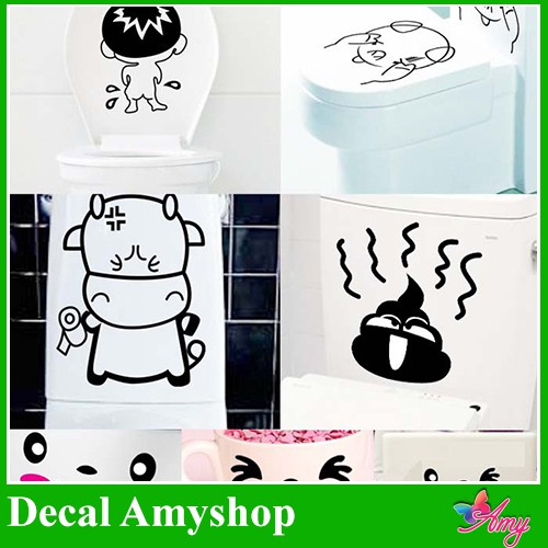 Decal dán tường Toilet 7 kiểu - PVC vinyl - DBT006