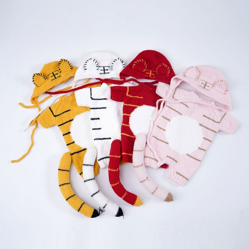 Bộ Trang Phục Hóa Trang Chú Hổ Đan Len Móc Làm Phụ Kiện Chụp Ảnh Cho Bé Sơ Sinh