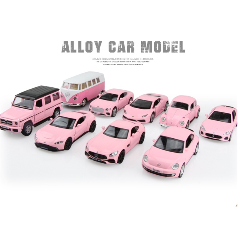 Mô hình xe hơi Lamborghini Nissan GTR Maserati BenzG63 tỉ lệ 1:36 tông màu hồng tùy chọn kiểu dáng