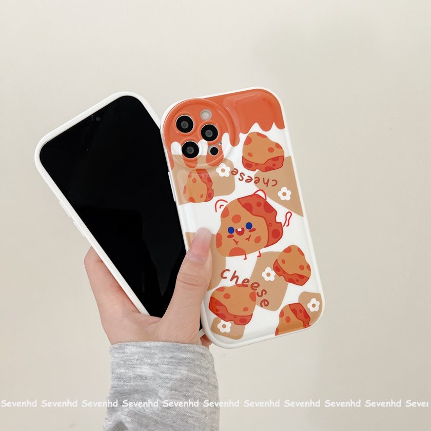 Ốp Điện Thoại Mềm Hình Phô Mai Mắt To Cho iPhone 14 13 12 11 Pro Max X XR Xs Max 8 7 6 6s Plus SE 2020