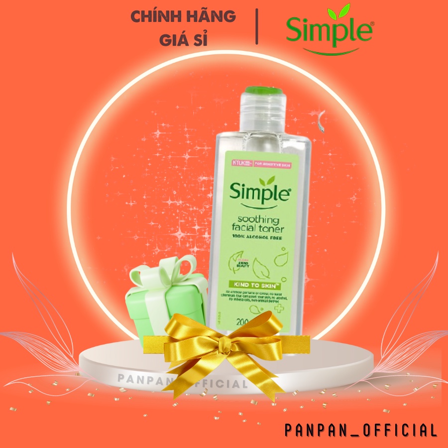 Nước hoa hồng Simple Toner làm dịu và cân bằng độ ẩm cho da - lành tính không chứa cồn 200ml [CHÍNH HÃNG ĐỘC QUYỀN]