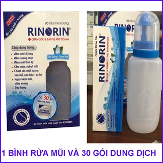 ✅[PHÂN PHỐI CHÍNH HÃNG] Bộ sản phẩm vệ sinh mũi RINORIN 1 BÌNH + 30 GÓI DUNG DỊCH