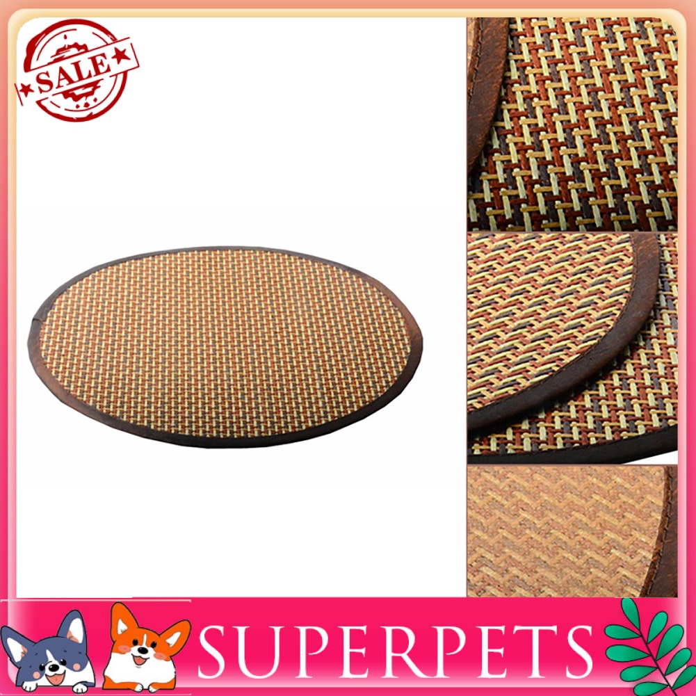 Nệm Nằm Đan Mây Hình Tròn Làm Mát Mùa Hè Cho Thú Cưng