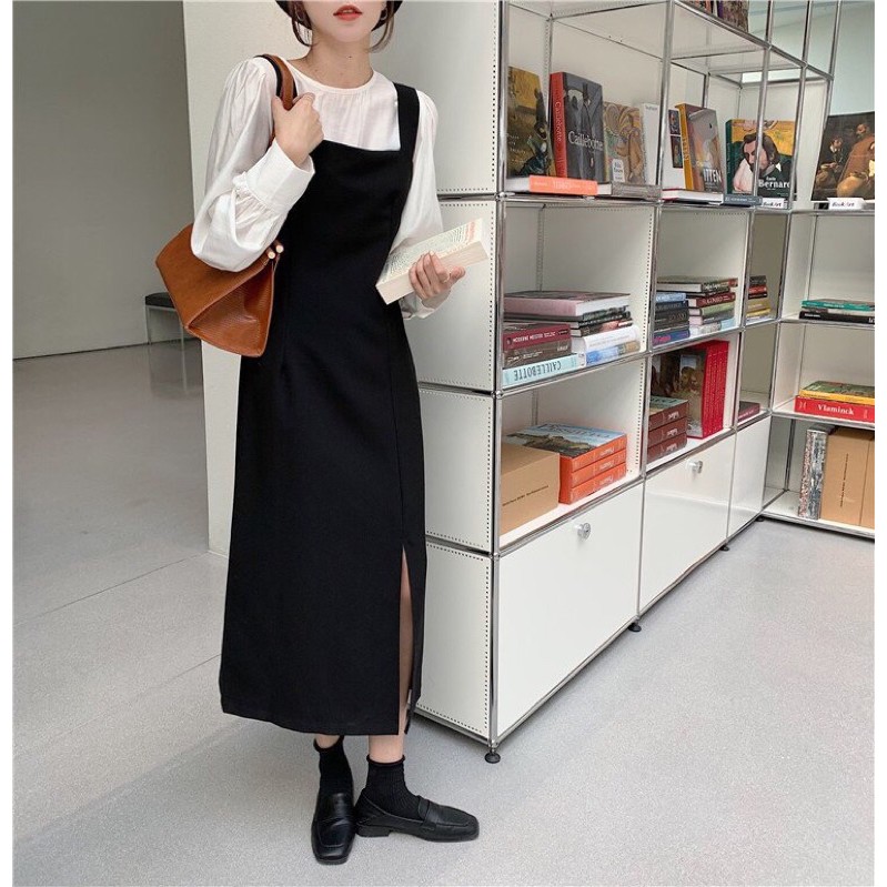 Miza - set áo tay dài và váy cổ vuông xẻ tà style HQ | BigBuy360 - bigbuy360.vn