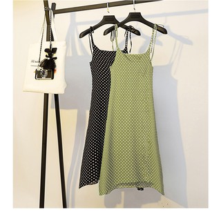 Đầm 2 dây suông/Đầm maxi 2 dây chấm bi Hàng Quảng Châu