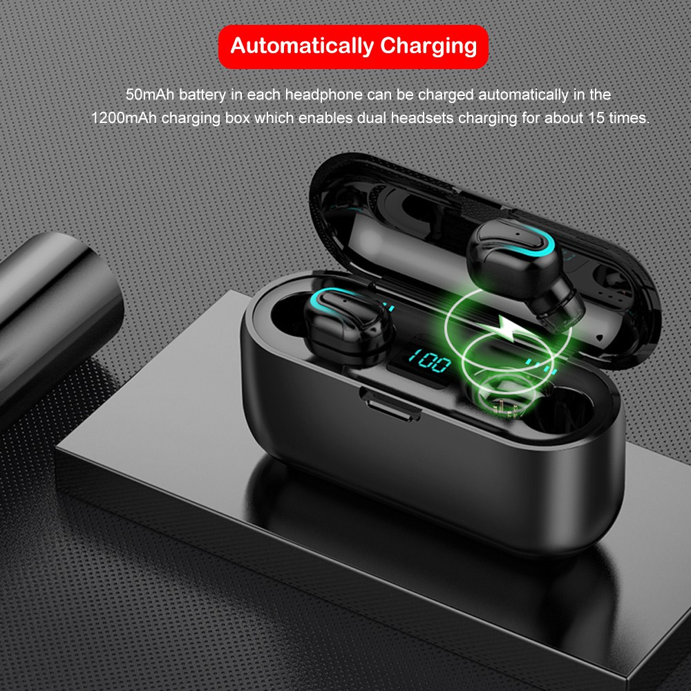 NBX Q32 Bluetooth headset 5.0 wireless waterproof touch in-ear earplugs with large capacity charging compartment built-in microphone