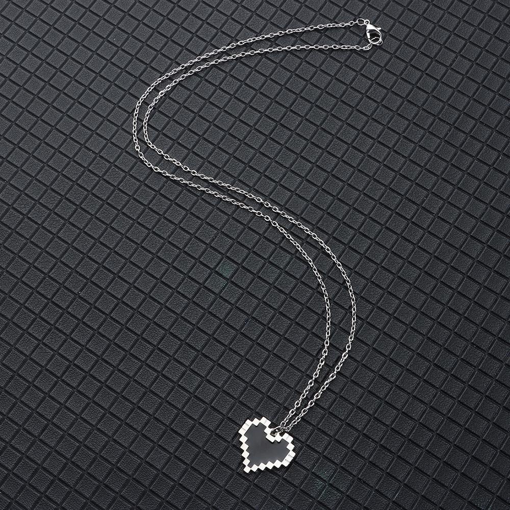 Vòng cổ Hai Lớp Màu Đen Trang Trí Hình Trái Tim Phong Cách Mosaic Thời Trang Cho Nam Và Nữ