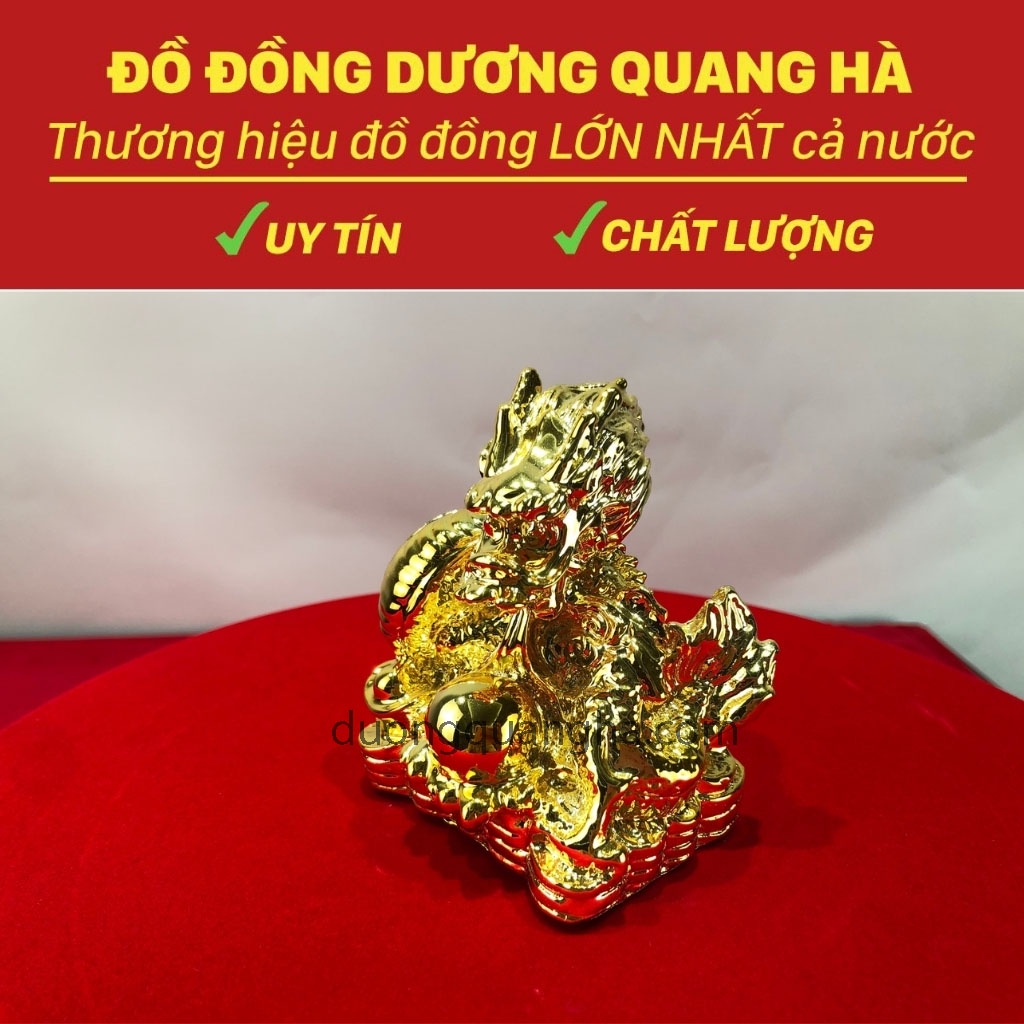 Đồ Đồng Mỹ Nghệ Tượng Rồng Ngận Ngọc Mạ Vàng Trong Bộ 12 Con Giáp Chất Liệu Đồng Vàng Kích Thước 9*9cm