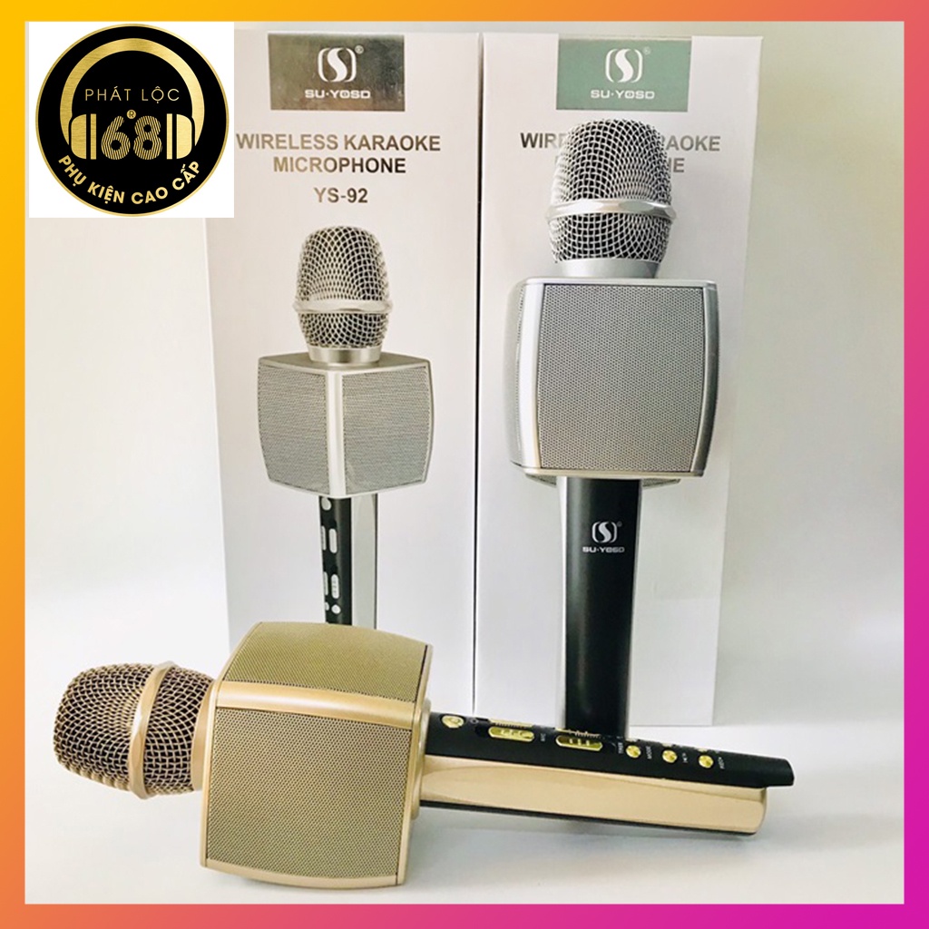 Mic bluetooth hát karaoke YS-92, Mic live stream không dây, âm thanh cực hay, hỗ trợ thu âm và ghi âm, hàng siêu cao cấp