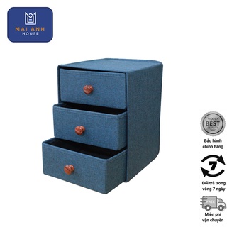Tủ đựng mỹ phẩm, đựng đồ mini bằng vải 3 tầng dạng ngăn kéo xuất Hàn Mai Anh House