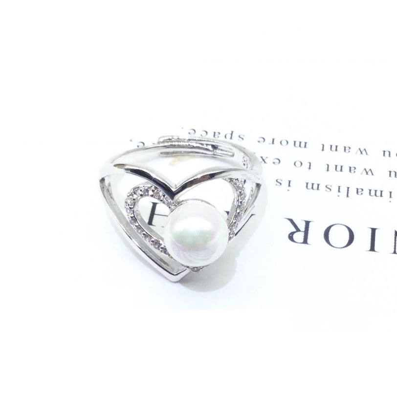 [N8B3] Phụ kiện trang sức (DIY) - Khay nhẫn bạc trống vân trơn kiểu đôi tim nạm đá làm nhẫn đính ngọc