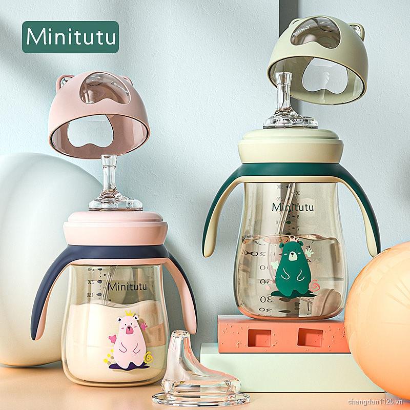 Cốc nhựa tập uống nước trẻ em có ống hút bằng PPSU chống rơi dễ thương cho bé trai và bé gái mẫu giáo 3 tuổi