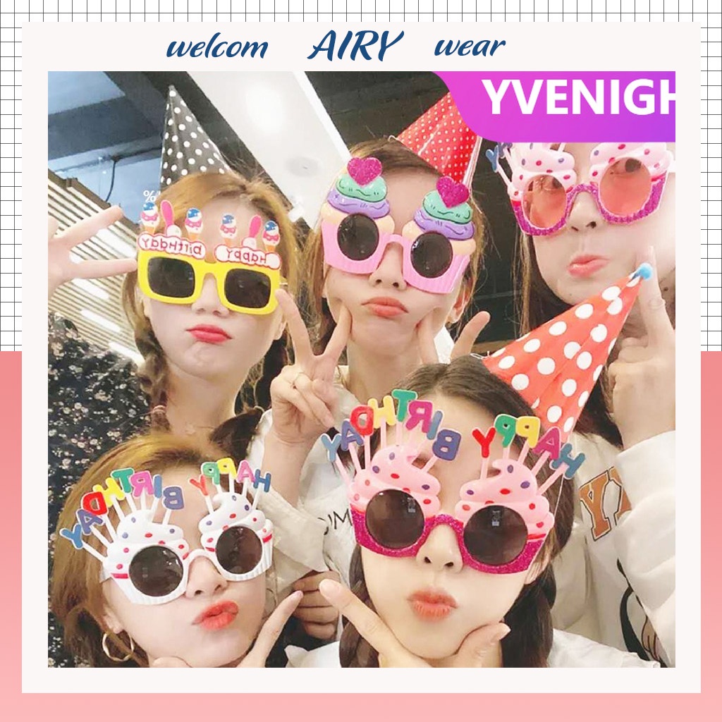 Kính Mắt Sinh Nhật Chữ Happy Birthday, Đồ Dùng Sinh Nhật Chụp Hình Trang Trí Kute 080